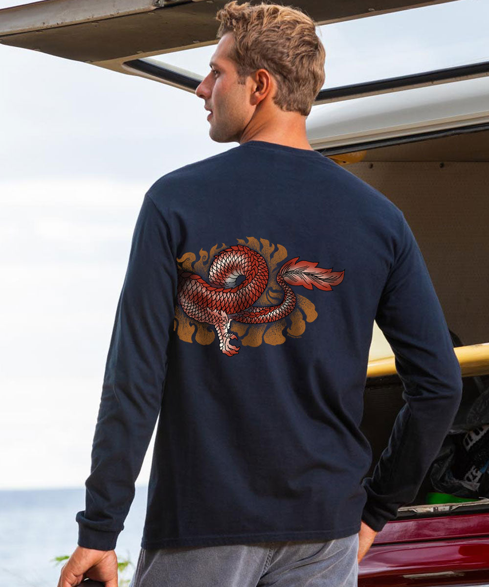 Dragon Summit - Navy Long Sleeve Crewneck T-Shirt